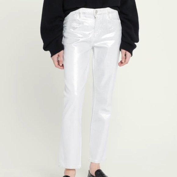 FRAME Le Sylvie Coated High Waist Straight Leg Jeans - Picture 1 of 5